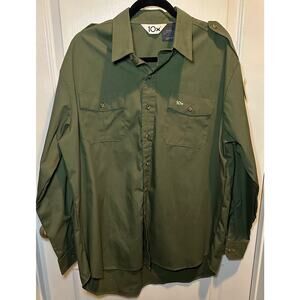 10X Shirt Size XL Long Sleeve Green Khaki Tag Size Faded